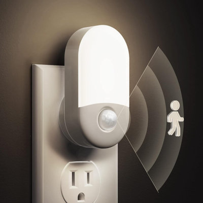 White Plug-In Motion Sensor Night Light With 5000K Daylight