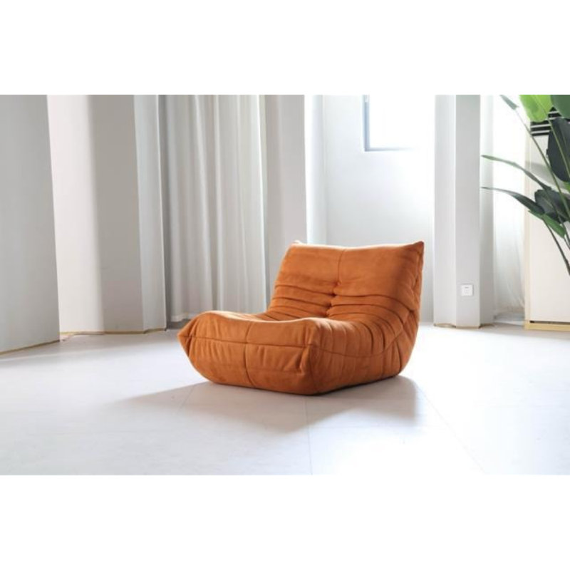 Chaise longue 1 place en velours moelleux, Brun