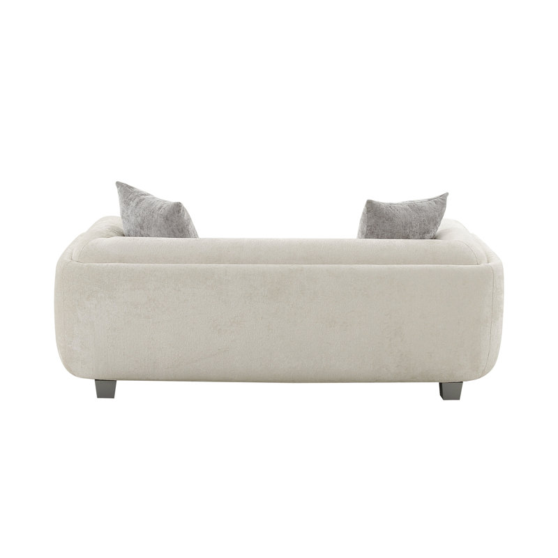 Bergamo Ivory/Silver Sofa, 26.8" H x 76.4" W x 37.8" D, 2