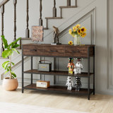 43.3" W 30.1" H Console Table With 3 Drawers and Open Storage Shelves