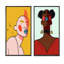 «Retro Woman Portrait Minimalistic Pop X», ensemble de 2 impressions-79263183-79263170