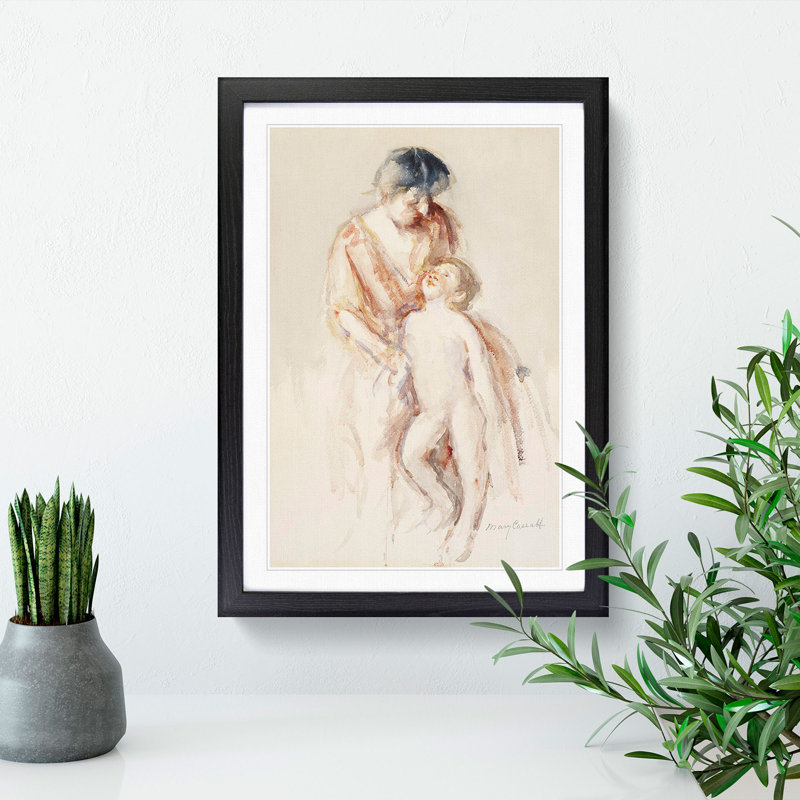 Mother and Child Vol.8 by Mary Cassatt - Picture Frame Painting, 65cm H x 48cm W x 2cm D, Black Framed