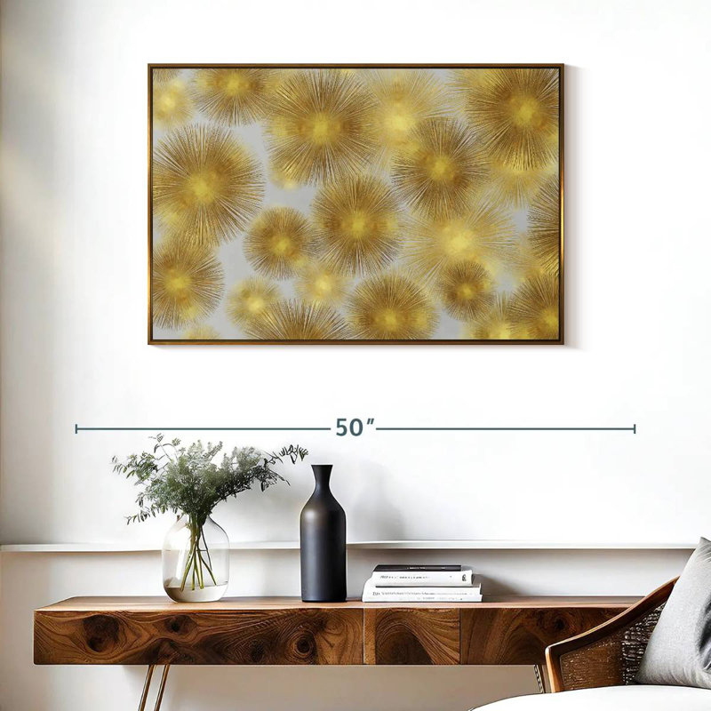 Sunburst Cluster, Cadre flottant doré, 37 po x 25 po