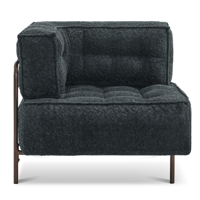 Fauteuil d'angle large Kevene 36,2, Fausse fourrure grise