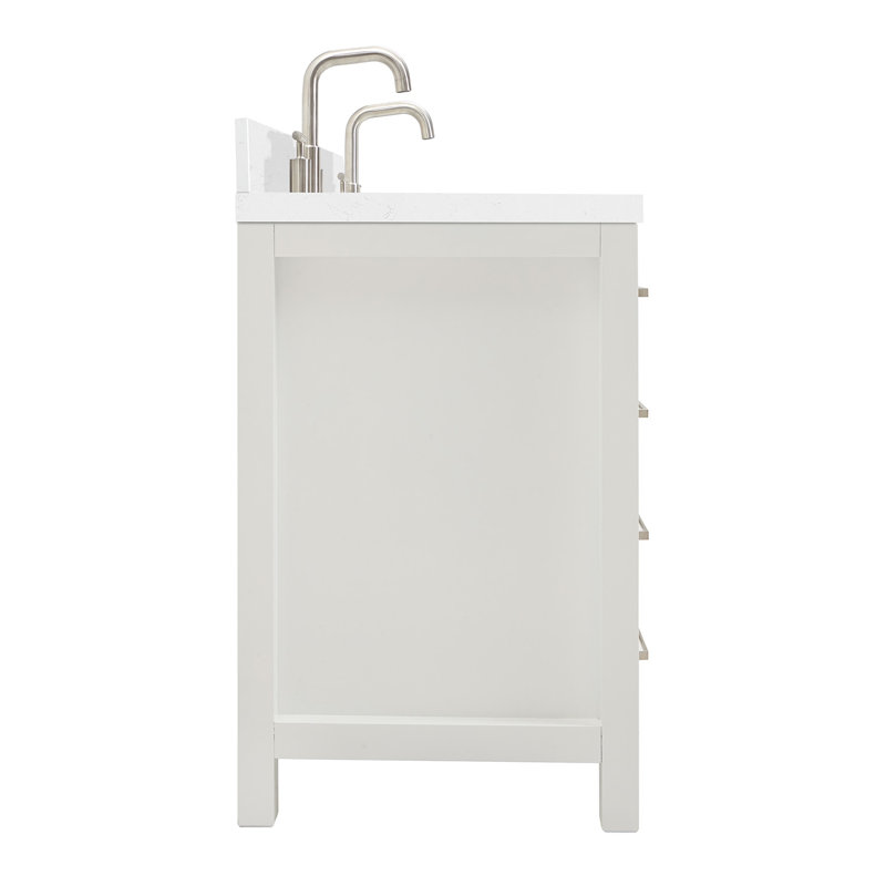 2_ARIEL Bristol 72 Double Sink Bathroom Vanity with Carrara White Quartz, White, Rectangle, 72"