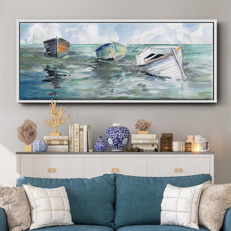 «Caught at Low Tide I», reproduction d'art sur toile, Blanc, H 20 po x l 50 po x P 1,5 po
