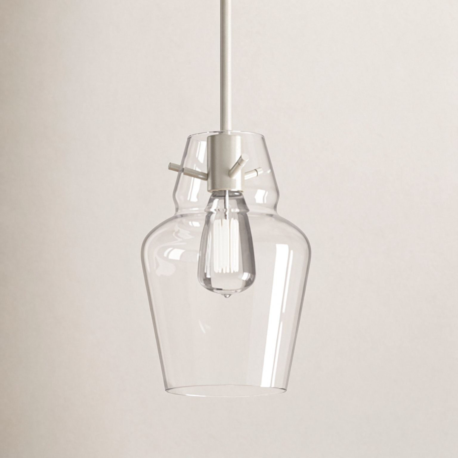 Magaret Dimmable Bell Single Light Pendant, Satin Nickel