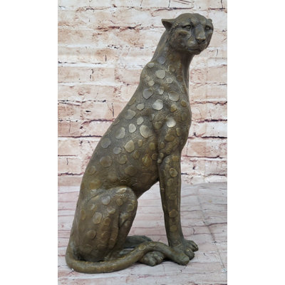 Large Signed Barye Cheetah Cougar Wild Life Home Garden Bronze Sculpture SALE