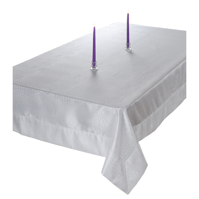Nellie Luxurious Damask Design Tablecloth, White, 180" L x 70" W