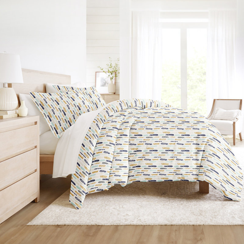 Duvet Cover Set Patterned Microfiber Ultra Soft Bedding in Feathers, Twin Duvet Cover + 1 Standard Sham