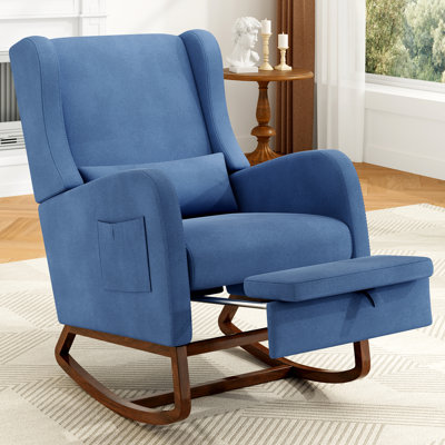 Chaise berçante moderne avec repose-pieds et fauteuil rembourré avec base en bois massif