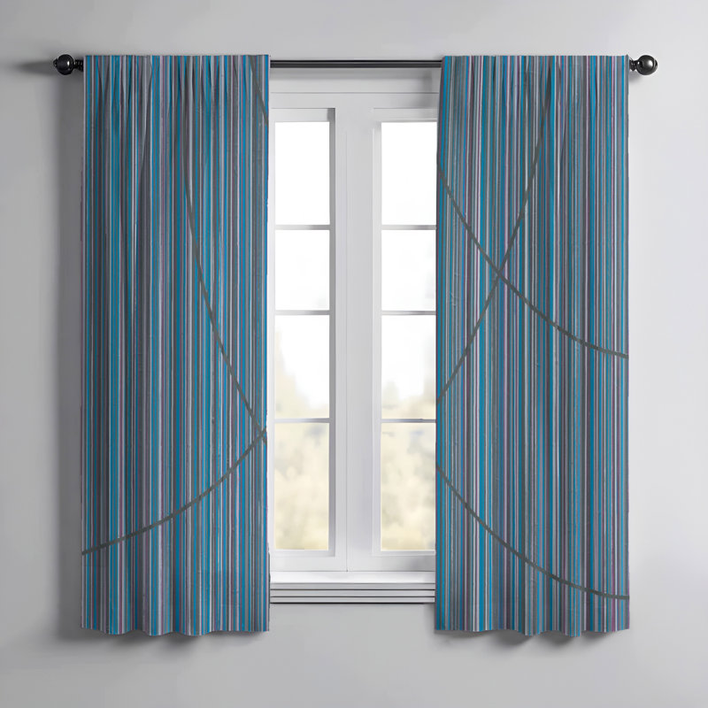 Paire de rideaux semi-transparents en polyester Savvas, L 56 po x H 78 po