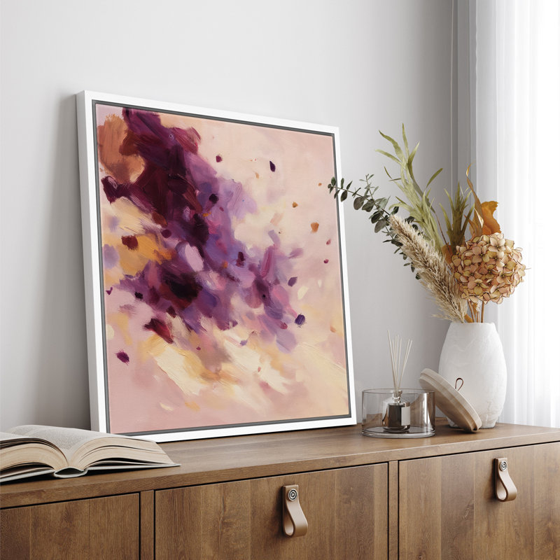 Framed Canvas Wall Art Abstract Print for Living Room Decor, 16.8" H x 16.8" W, Framed Print without Mat, White