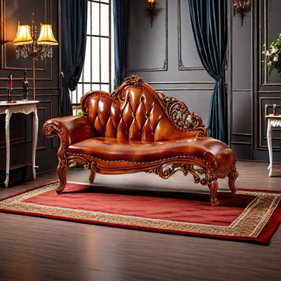 European Style Solid Wood Living Room Chair Upholstered Chaise Lounge
