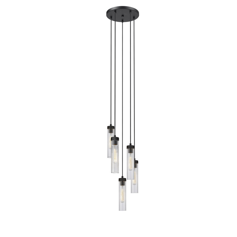 Mortola 5 - Light Dimmable Geometric Chandelier, Matte Black