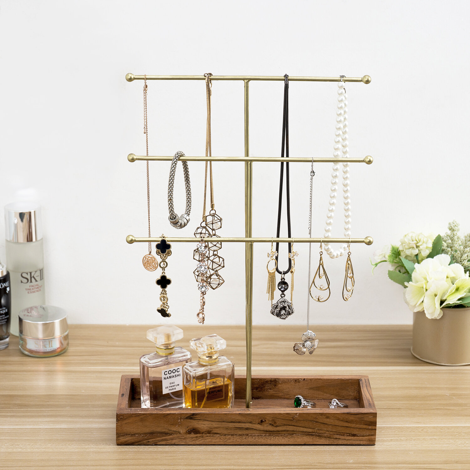 3 Tier Jewelry Tree Stand Tower Rack Necklace Bracelet Holder