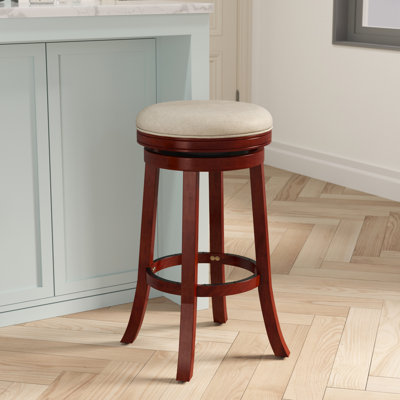 30 Inch Backless Swivel Bar Stool, Fabric Seat For Comfort And Style