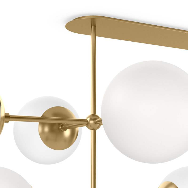 Armstrong 10 - Light Chandelier, Burnished Brass, Marbled Matte Glass