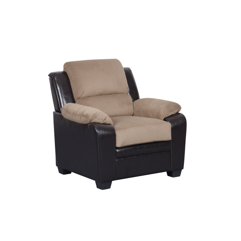 Faux Leather Armchair, Light Brown Faux Leather
