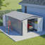 14x10 Ft Outdoor Metal Storage Shed Large Garden Tool Shed With 3 Lockable Doors & Side Door