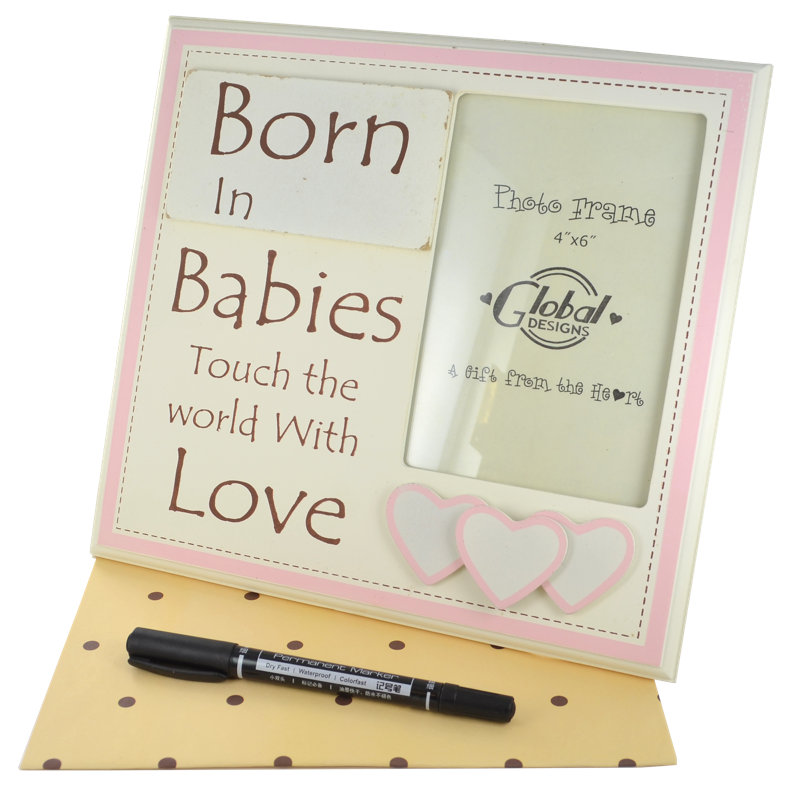 Wood Matte Picture Frame, Cream/Pink