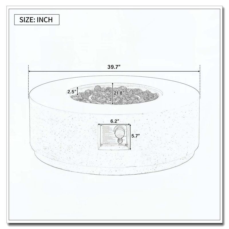 Outdoor Propane Fire Pit, Beige White