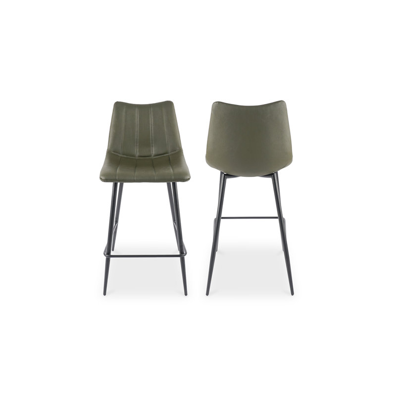 Finnigan Counter & Bar Stool, Counter Stool (26" Seat Height), Light Green/Faux Leather