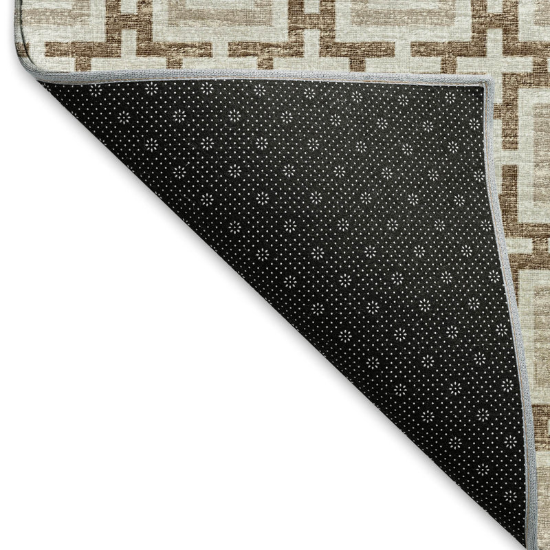 Tapis taupe Markhi AMF139 lavable à la machine de qualité supérieure, Rectangle 1 pi 8 po x 2 pi 6 po