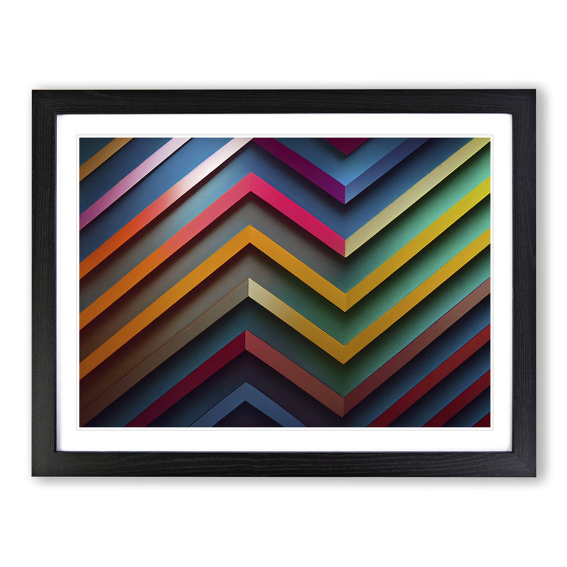 Chevron - Single Picture Frame Print, 46cm H x 64cm W x 2cm D, Black Framed