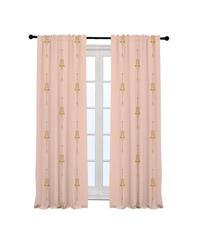 Burley Semi Sheer Curtain Pair, 140cm Width x 175cm Drop, Salmon