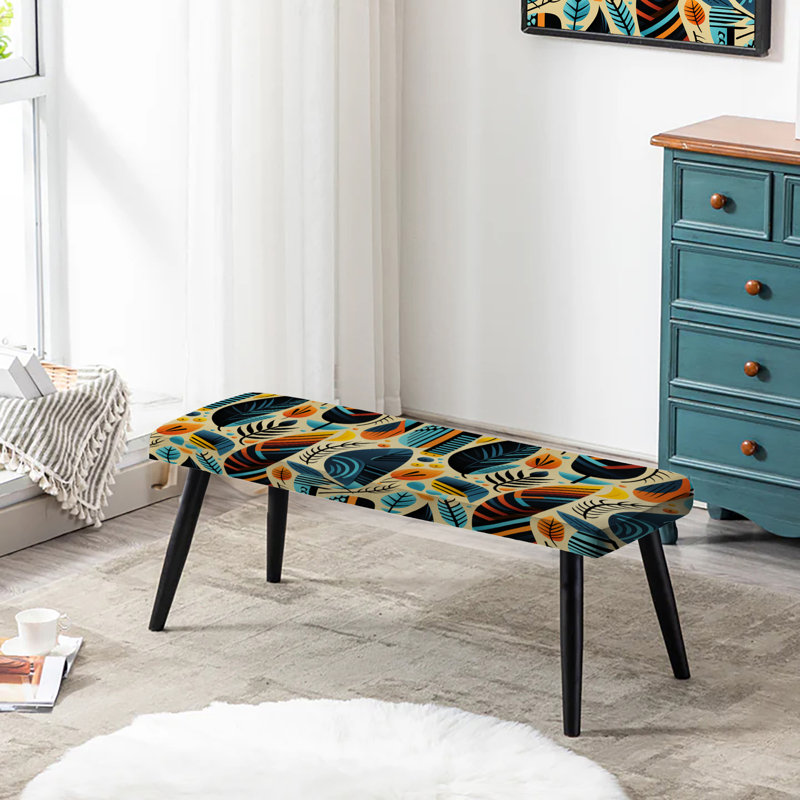 Banc rembourré géométrique beige et bleu Urban Chic Geometric