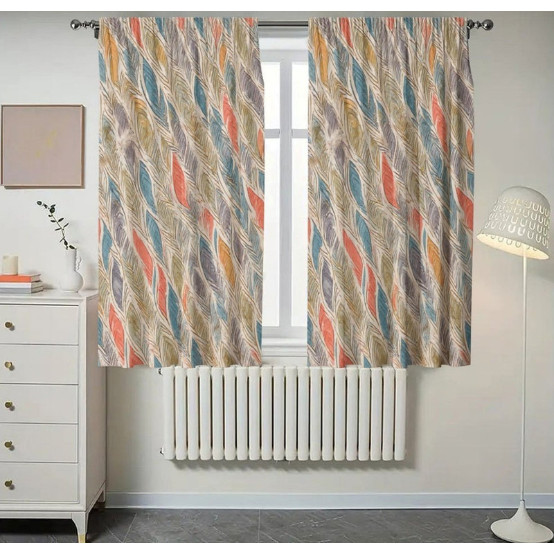 Feather Pattern Blackout Curtains Set Of 2, 28 × 40