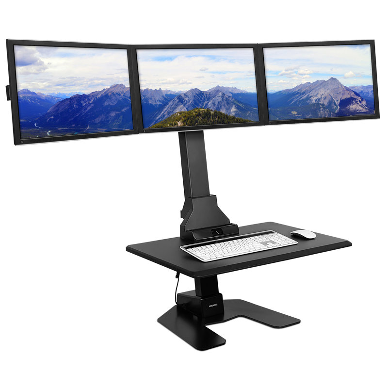 Electric Adjustable Triple Monitor Standing Desk Converter