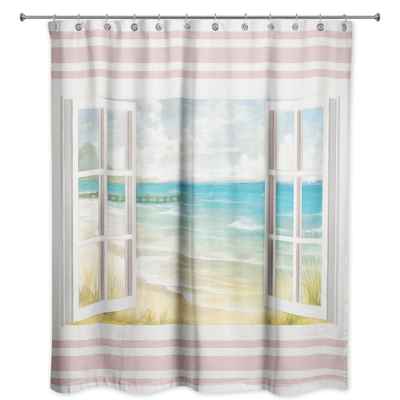 Marquez Striped Shower Curtain, Pink