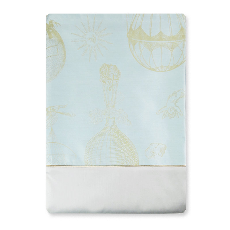 Gwendol Celeste Azur 100% Cotton Flat Sheet