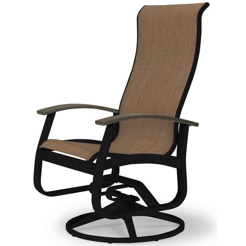 Chaise berçante Askar, Rouge 1D Sunbrella®, Noir texturé, Bois de plage P40