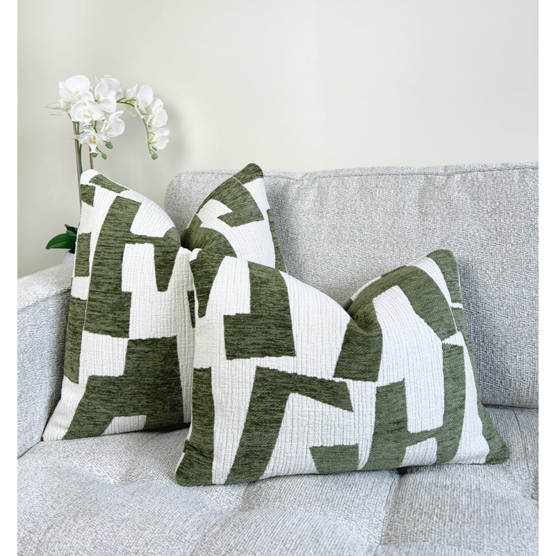 Graphic Chenille Throw Pillow Cover, Square 22", Green