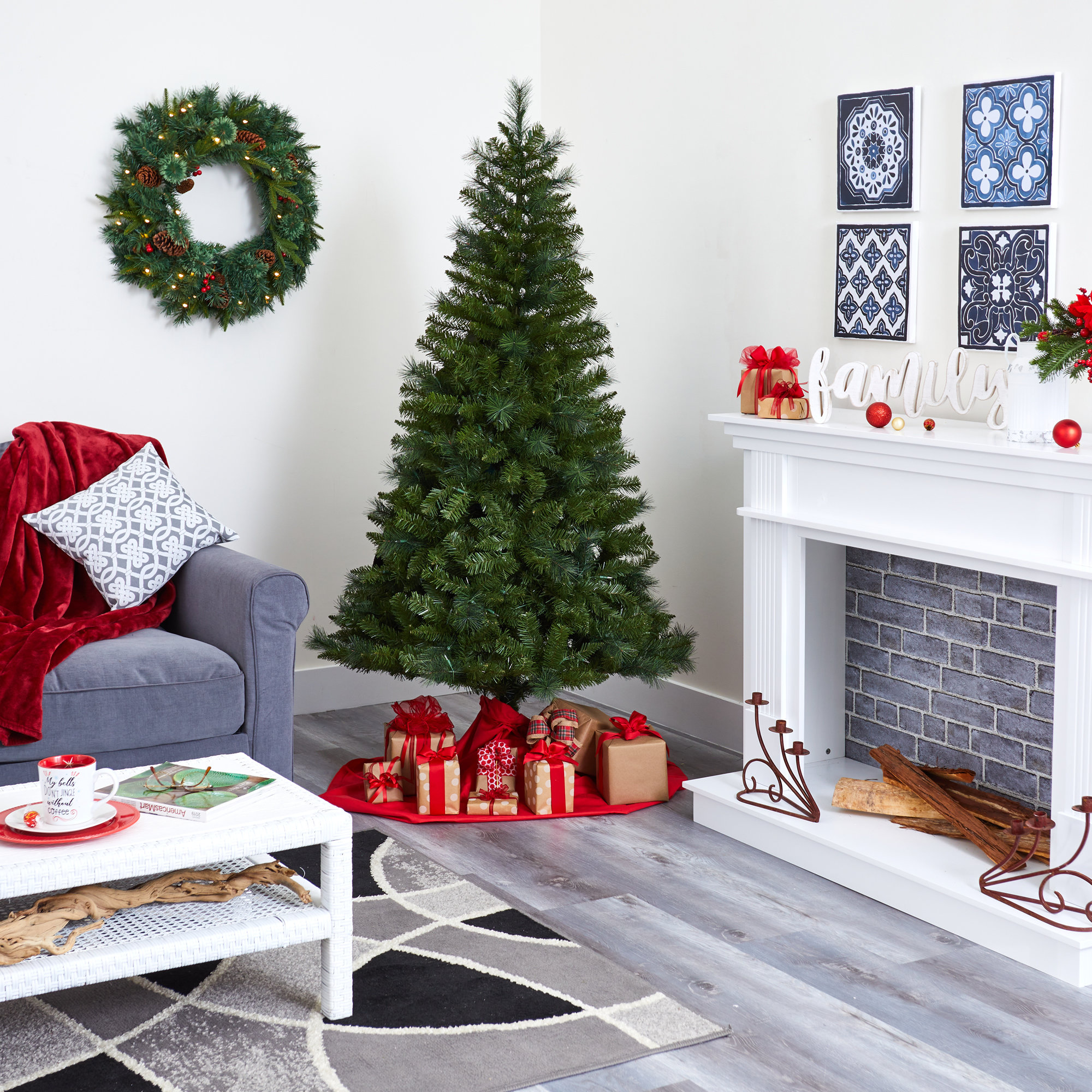 The Holiday Aisle® Green Spruce Artificial Christmas Tree with Clear ...