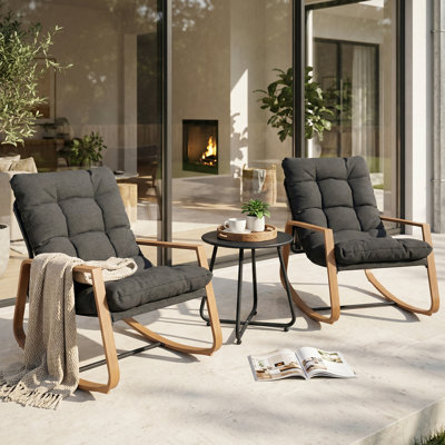 Stannard 28.7"Wide All-Steel Frame Water-Resistant Fabric Rocking Chair Sets With Side Table