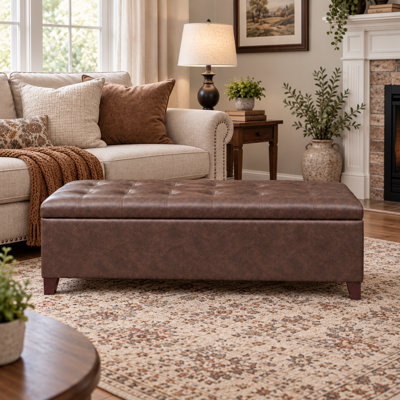 Loggins Faux Leather Storage Bench