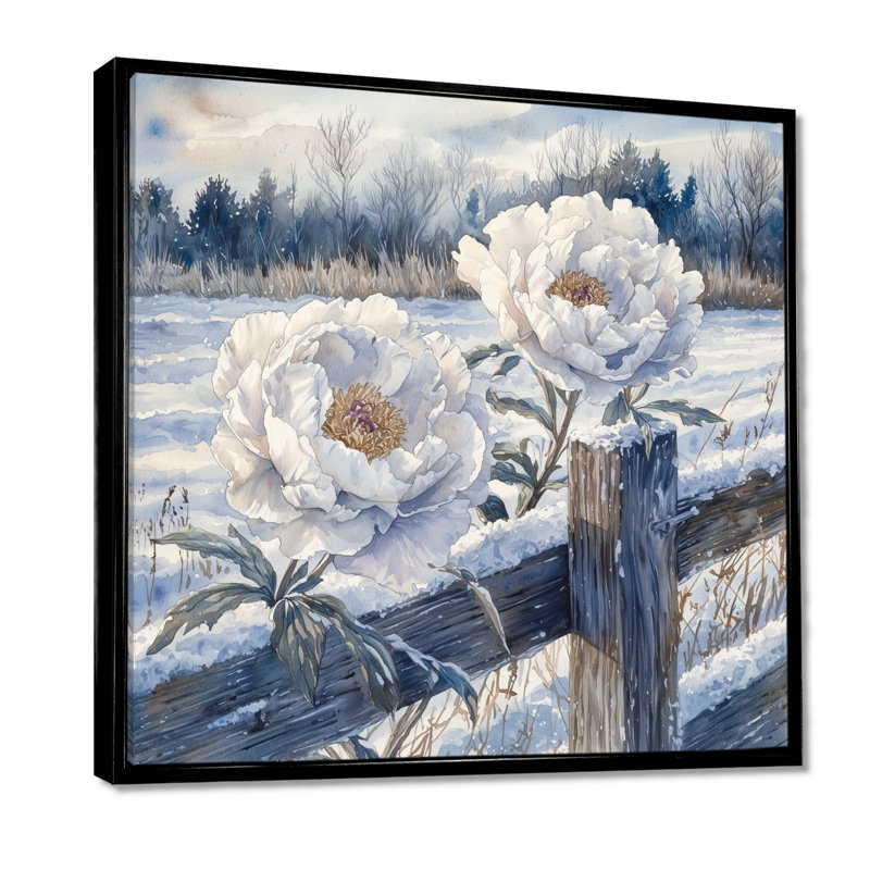 Ahner - Art mural floral, Impression encadrée flottante, Noir, noir, noir, noir, H 16 po x l 16 po