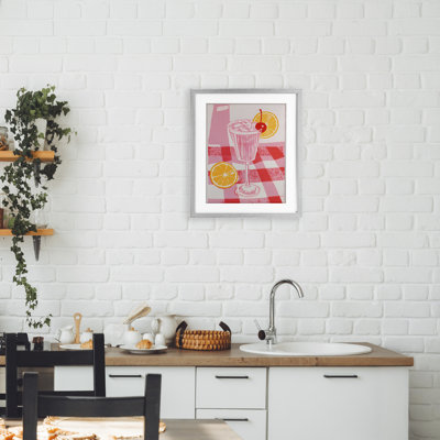 Limonade rose sur nappe, reproduction encadrée sous verre, design par Walker Noble