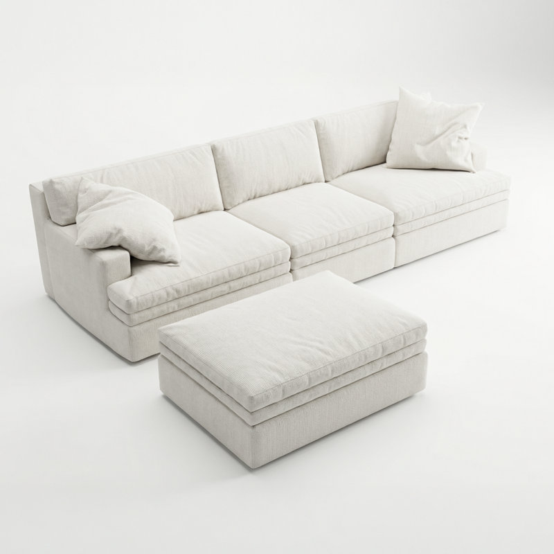 Canapé d'angle Cloud de 280 cm (110,2 po), canapé modulaire en forme de L avec coussins superposés, pouf amovible, aucun assemblage requis