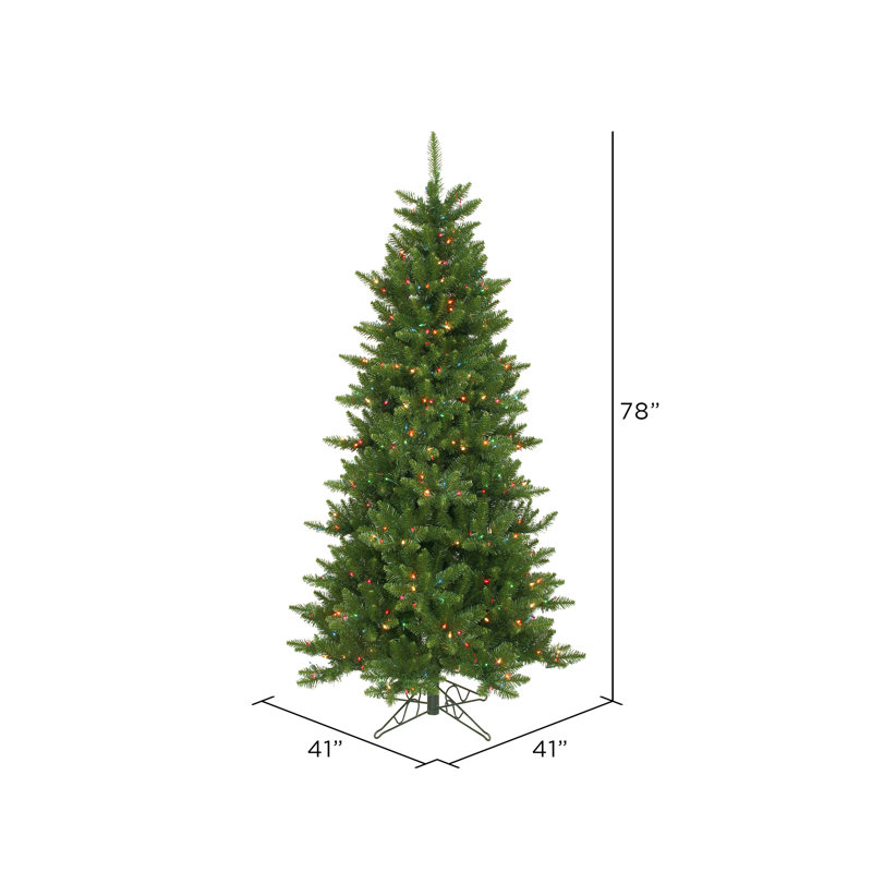 Camdon Fir Slim Artificial Christmas Tree, 6.5' H, Clear Lights, Pre-Lit