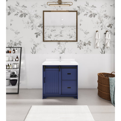 Meuble-lavabo sur pied simple 36 po avec plateau en acrylique 36 po