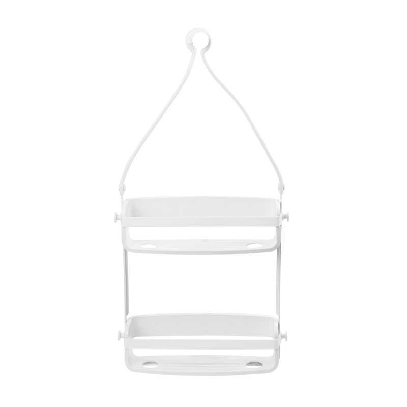 Flex Hanging Shower Caddy with 2 Shelves, Bathtub Shelf and Bathroom Organizer, White