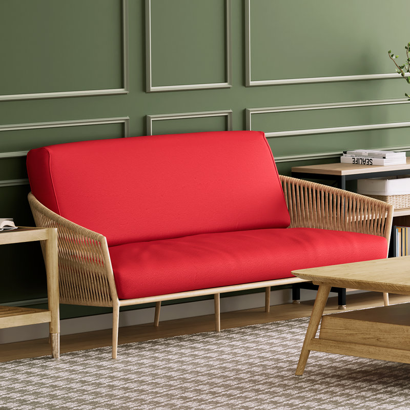 Housse pour canapé-lit réversible en tissu de polyester réversible avec fermeture à glissière 3 côtés, Simple, Rouge