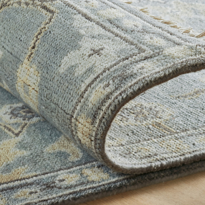 Ember Grey Hand-Knotted Wool Oriental Area Rug, Rectangle 10' x 14'