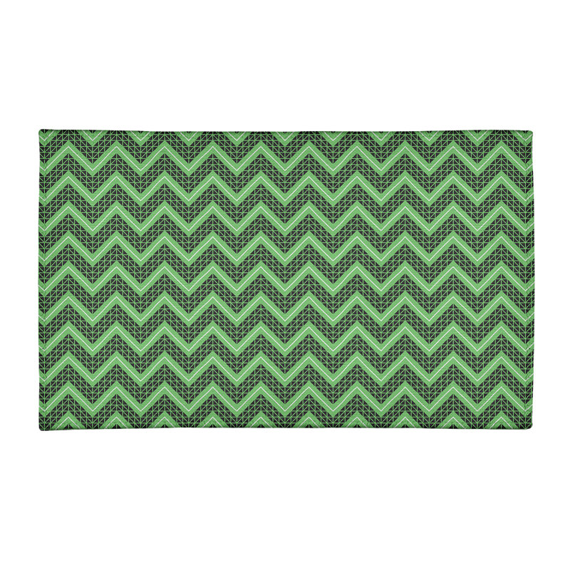Tapis bleu/noir à chevrons à main inversé, Rectangle 5 pi x 7 pi