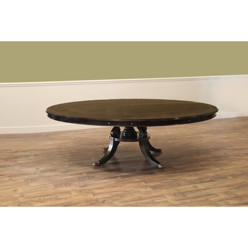 Large Dark Transitional Expandable Dining & Gaming Table With Perimeter Leaves and Leaf Storage Cabinets